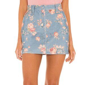 LoveShackFancy Corduroy Mini Skirt -  Hollywood Faded Denim NWT